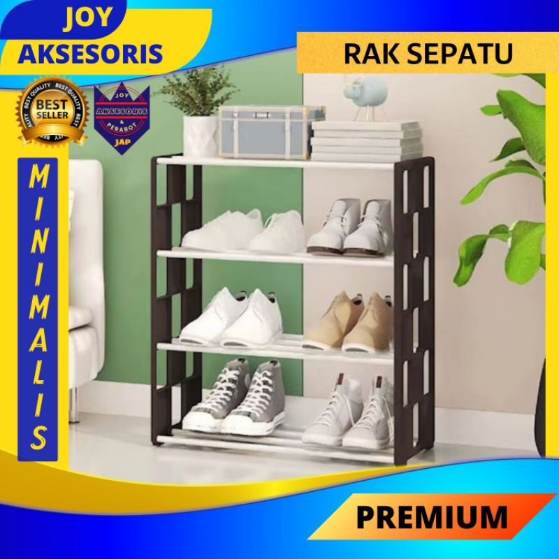 MINIMALIS Rak Sepatu 4 tingkat Rak tempat penyimpanan Sepatu portable serbaguna 4 Susun Frame Minima