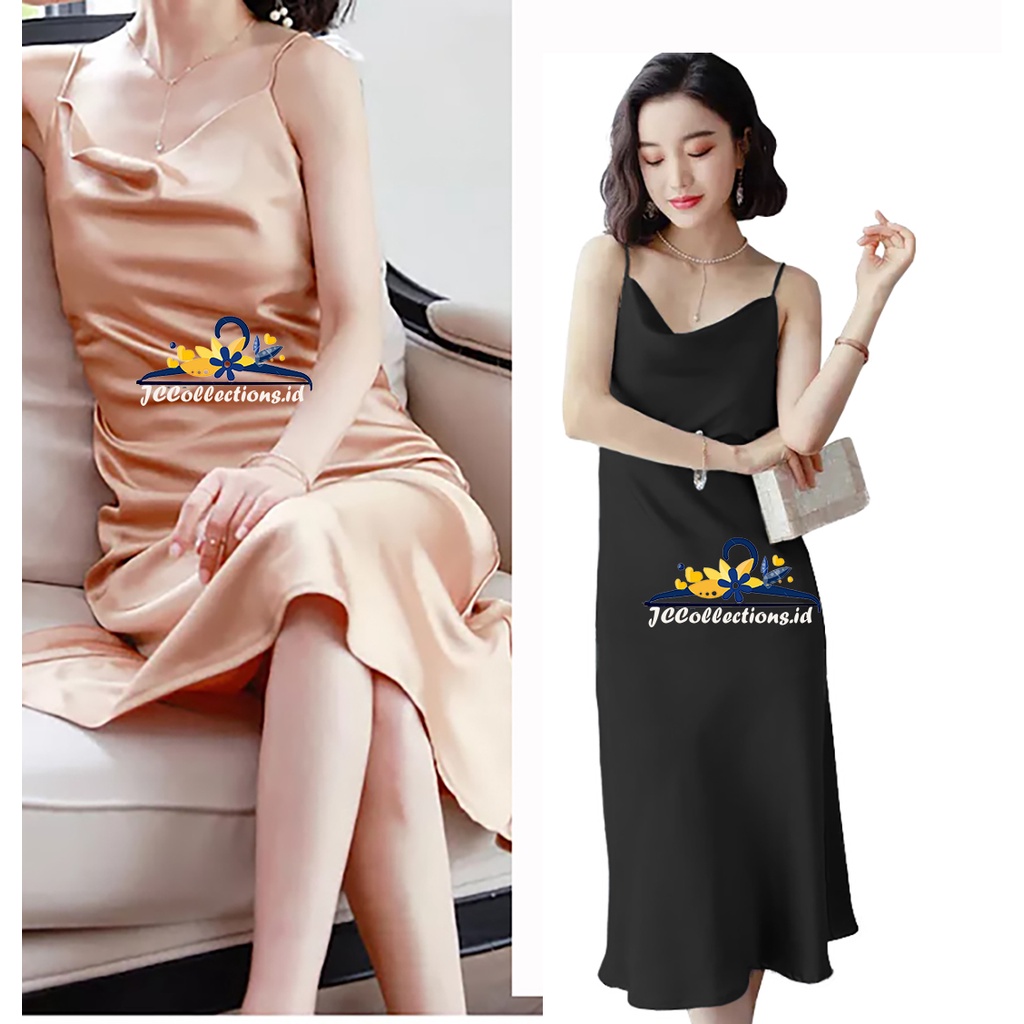 Dress Kamisol sexy Saten  Tali kecil Tanktop Wanita Gaya Korea  Wieyanna / Tanktop Oversize Velvet Tebal