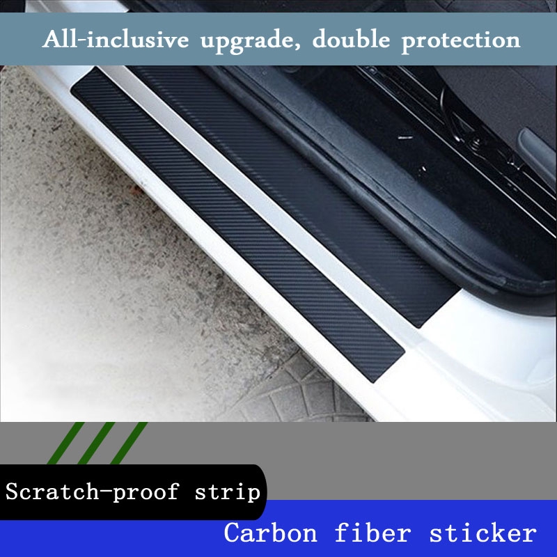 4pcs Stiker Film Pelindung Samping Pintu Mobil Universal Bahan Carbon Fiber Anti Gores