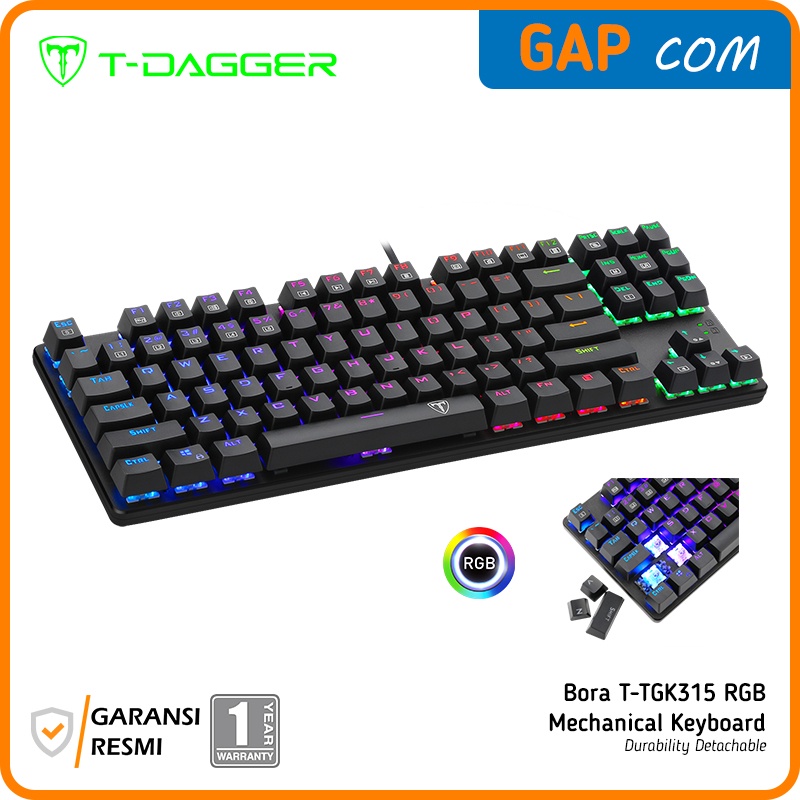 KEYBOARD GAMING MECHANICAL T-DAGGER Bora T-TGK315 RGB Backlighting