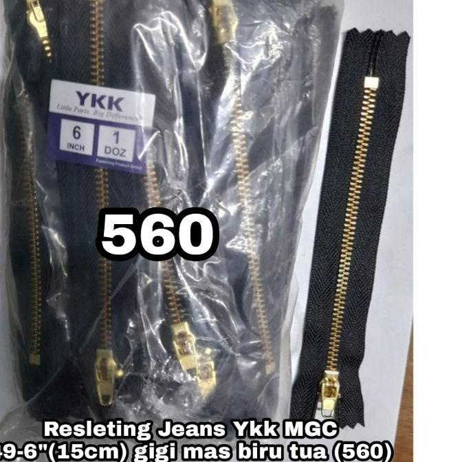 Resleting Jeans Ykk 6"(15cm) MGC49 gigi mas =rp.40.600/12pcs