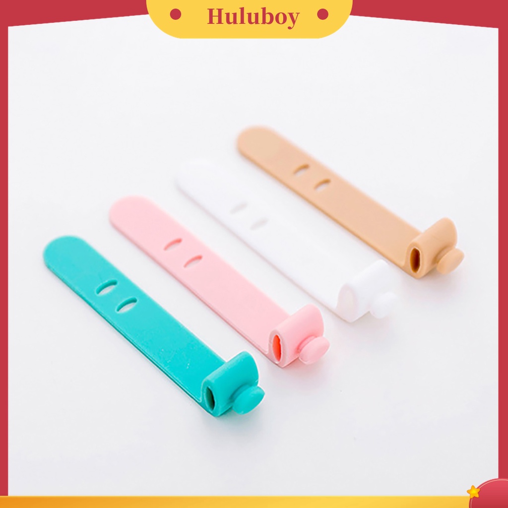 Huluboy 4Pcs / Set Winder Organizer Kabel Charger / Earphone Bahan Silikon Tahan Lama