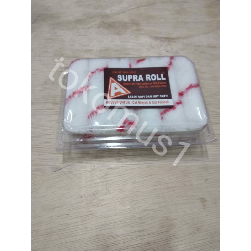 REFILL ROL KAPAL SUPRA 4&quot; /BULU ROL KAPAL /KUAS CAT PER PCS-PUTIH