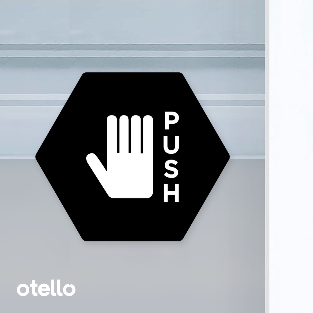 

Papan Push Pull Sign Acrylic Modern Hexagon Minimalist Signage Board Label Akrilik Kayu Pintu Tempel Sticker Pintu Kafe Restoran Kantor Gedung