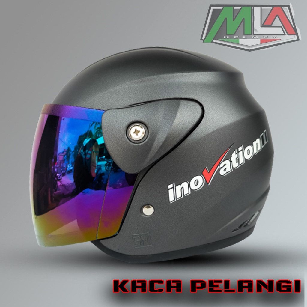 Helm Motor Dewasa Helm Half Face / Helm Pria / Helm Wanita Mirip Seperti Helm GM Evolution Kaca SIlver Kaca Pelangi Murah -bukan helm kyt kyoto