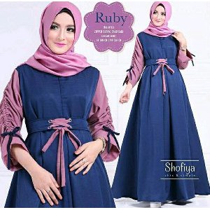 Unik Ruby Maxy Katun Maroon Navy Mocca Busana Muslim Wanita Gamis Wanita Terbaru Diskon