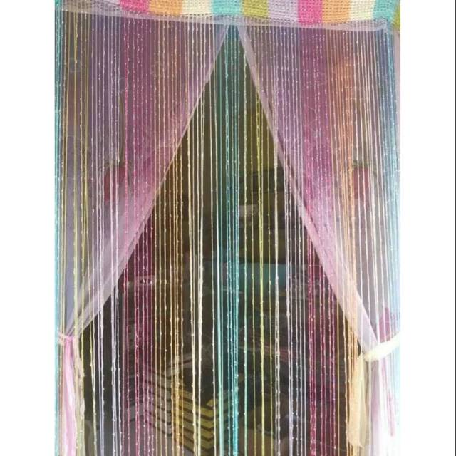 ⭐BAGUS⭐ [GLITTER] Tirai Benang Gliter | Ranbow Pelangi Merah Ungu Hijau Pink Biru Coklat