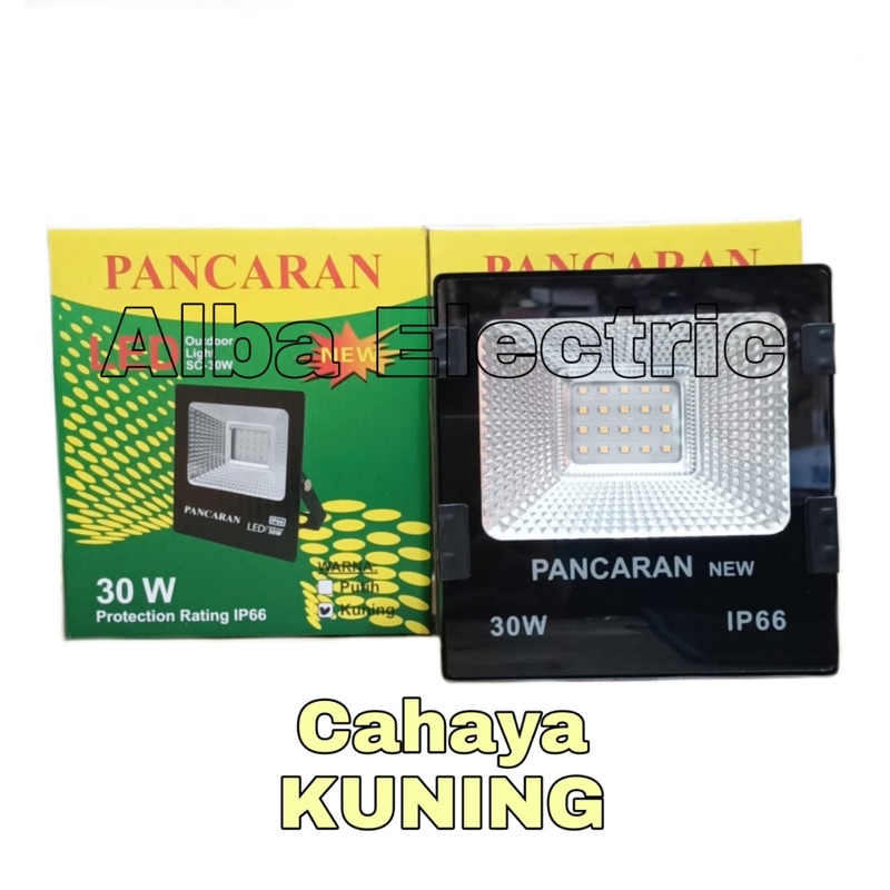 Lampu Sorot LED 30 Watt Kuning PANCARAN IP 66 FREE BUBBLE WRAP Lampu Tembak 30 watt kuning 20 Mata Lampu 30W