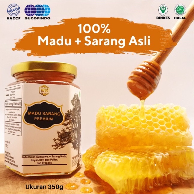 

[COD] Madu + Sarang Premium ukuran 350gr Hexa - Garansi Murni & Asli 100% - Wild Bee
