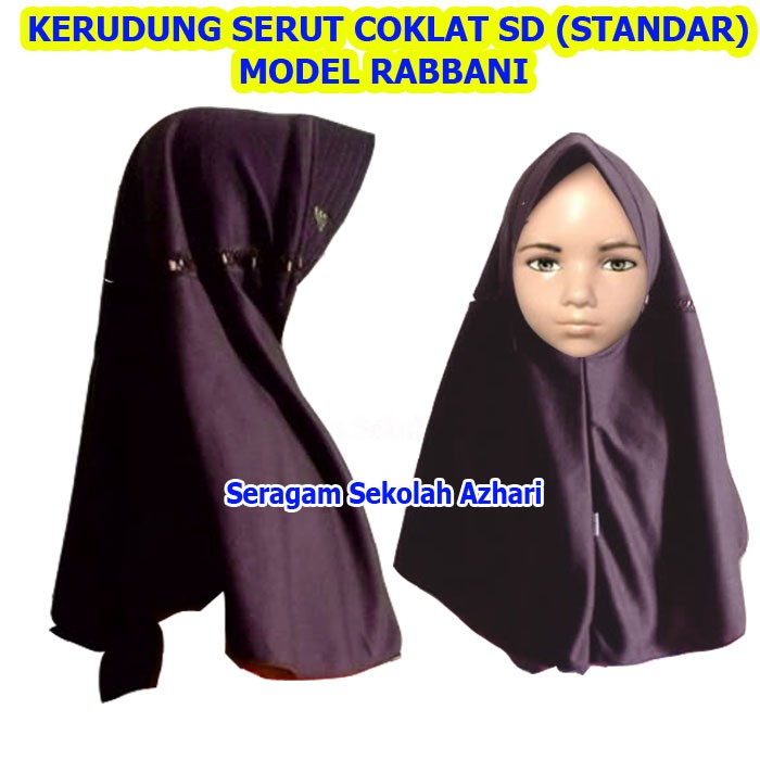Kerudung Sekolah SD SMP SMA Warna Coklat-Jilbab Sekolah Instan-Kerudung Sekolah Model Rabbani KW