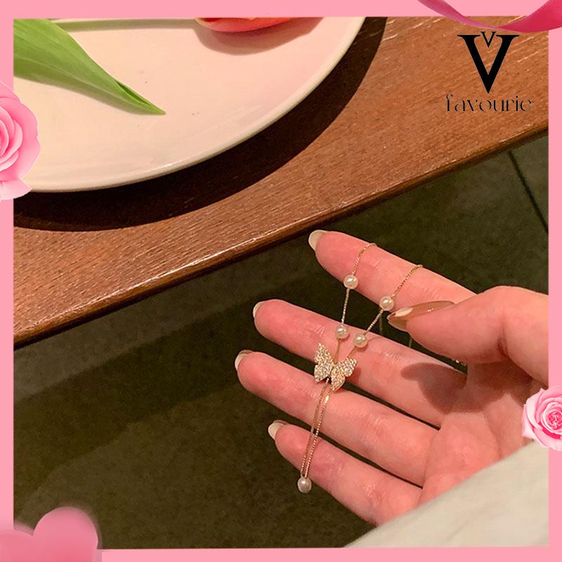 [COD]Kalung Mutiara Kupu-kupu Cahaya Mewah Niche High-end Desain Rasa Kalung Rantai Tulang Selangka-FA