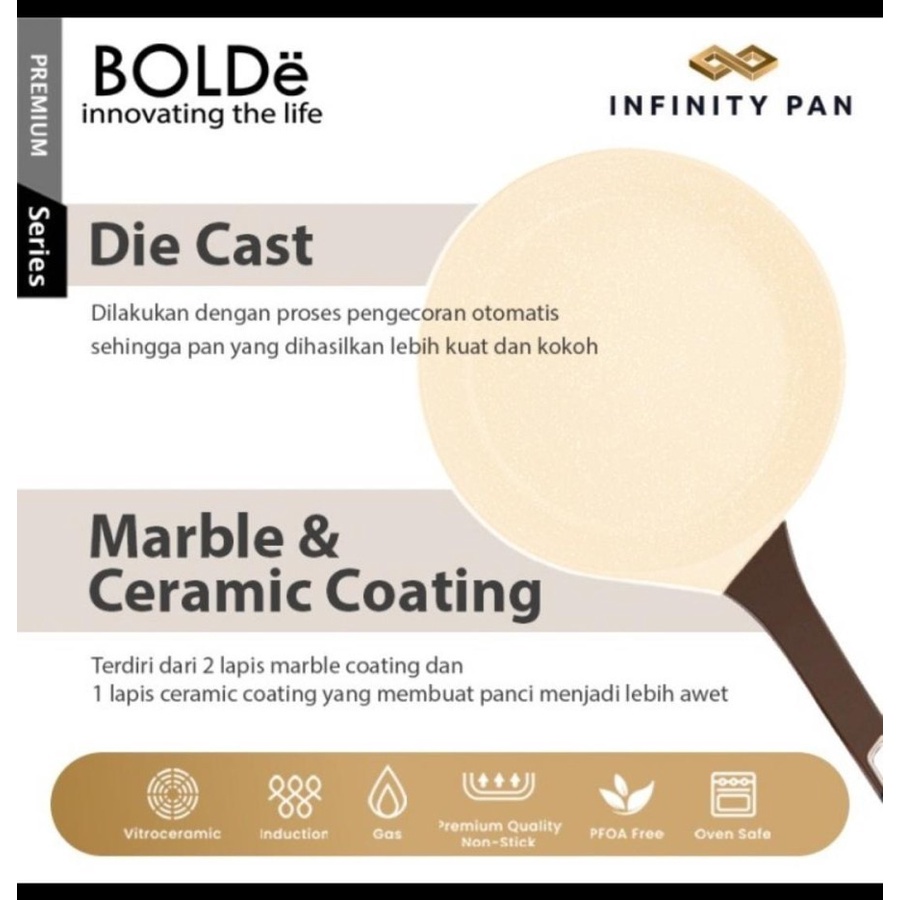 BOLDE INFINITY PAN 3+1 SETS GOLD/Panci Seat Kualitas Premium ORIGINAL