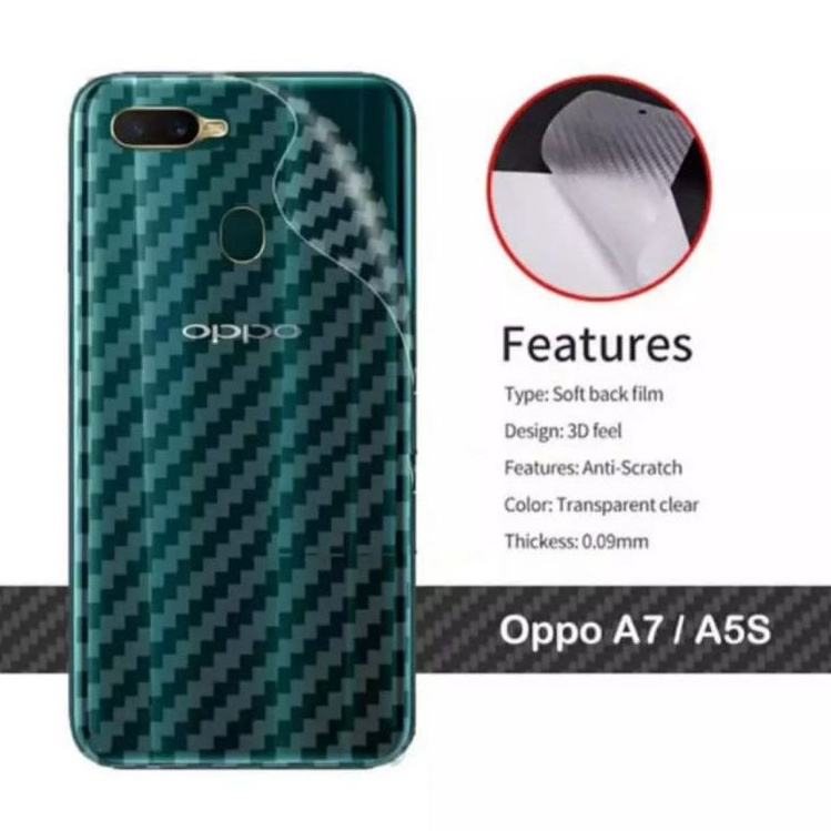 Skin Carbon Oppo A7 A5s A12 Carbon Film 3D Pelindung Belakang HP Anti Jamur
