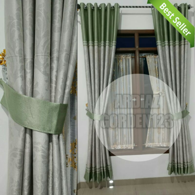 Gorden blackout import motif atas bawah warna hijau 100% asli original