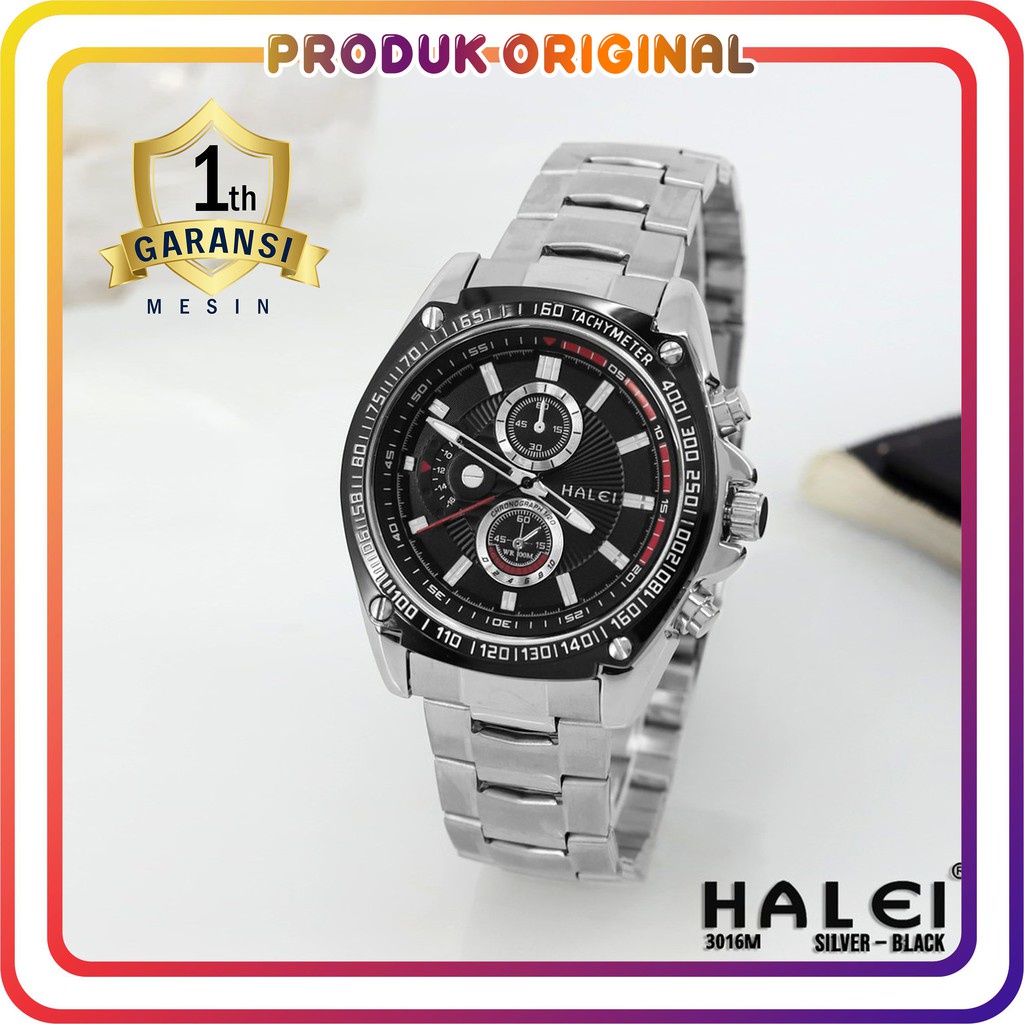 COD JAM TANGAN PRIA HALEI ORIGINAL 3016 RANTAI STAINLESS STEEL SPORT WATER RESISTANT