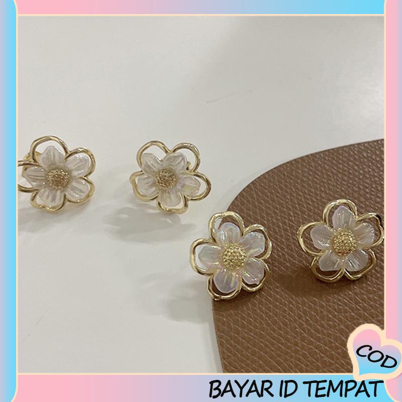 COD❤️ Simple Retro Super Fairy Double Layer Flower Earrings Wanita Anting Fashion Pribadi-A.one