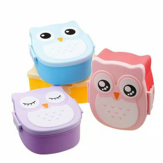 Lunch Box Owl 2 Sekat Kotak Makan Siang Kartun Burung Hantu Kotak Makan Anak Owl Burung Hantu Lunch Box Luci Model Burung Hantu 2 Grid Anak Karakter Kotak Bekal Owl