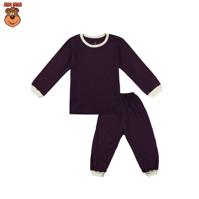 Piyama MacBear Piyama Anak Unisex Basic Collection Clovis - Purple, SIZE 2 (X0G2) Piyama anak rayon 