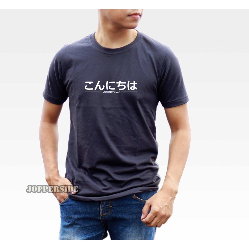 JOPPERSIDE TSHIRT KAOS DISTRO TULISAN JEPANG PRIA ORIGINAL PREMIUM KONNICHIWA TS46