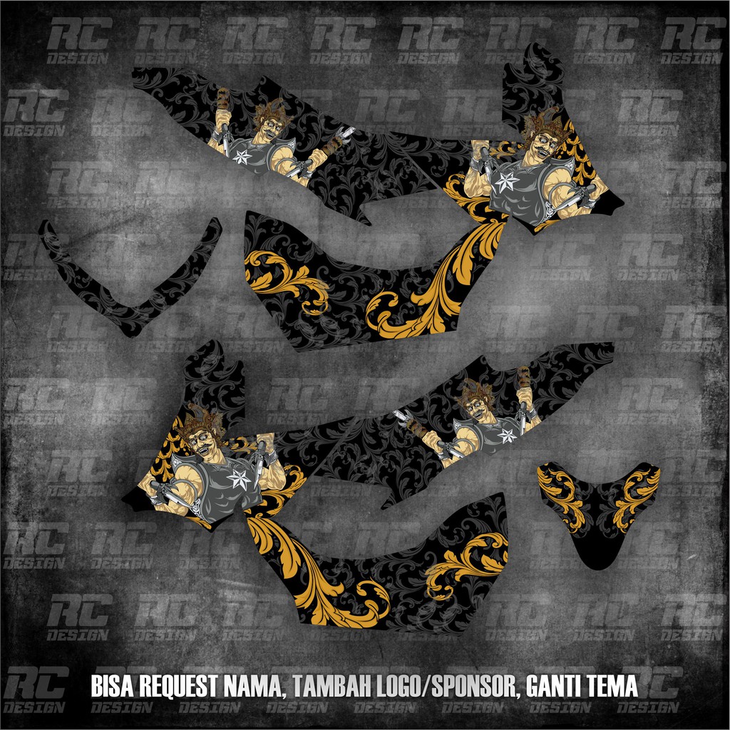 STICKER DECAL PCX FULLBODY MOTIF BATIK HITAM GATOTKACA