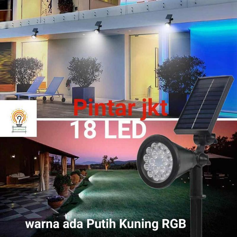 Lampu Taman Tancap Solar 18 LED Lampu Solar Tenaga Surya Sensor Matahari