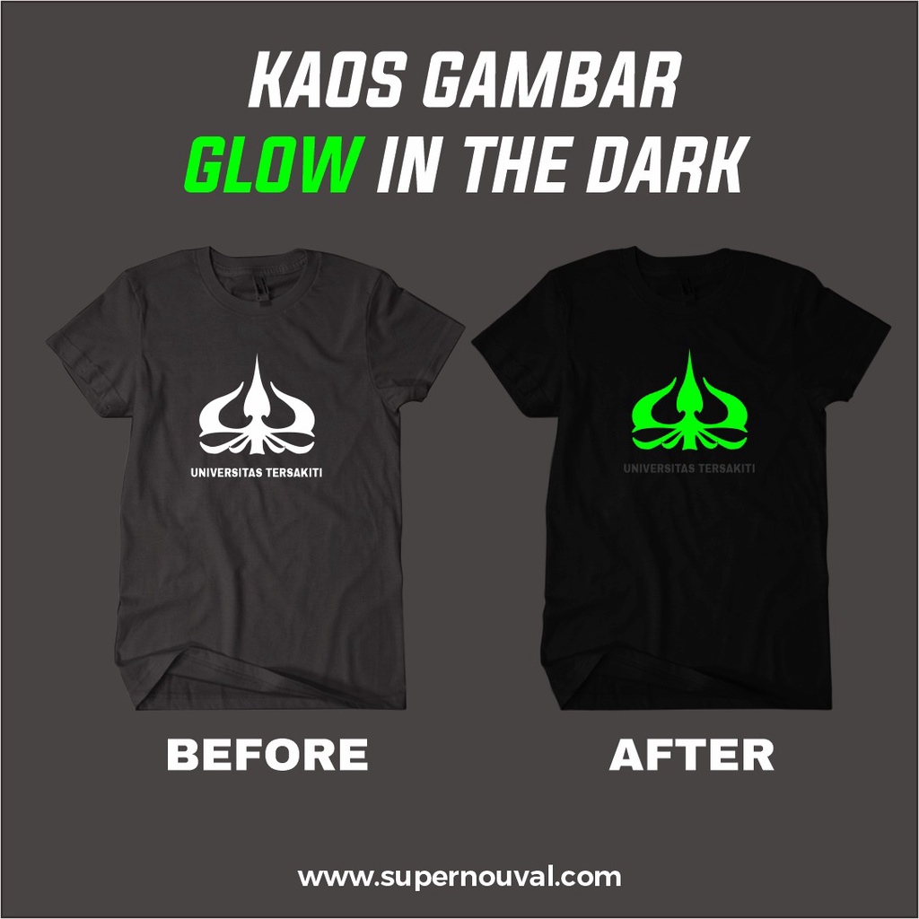Kaos katun distro kaos yang bisa  Menyala Dalam Gelap / Glow in the Dark Costom kekinian keren