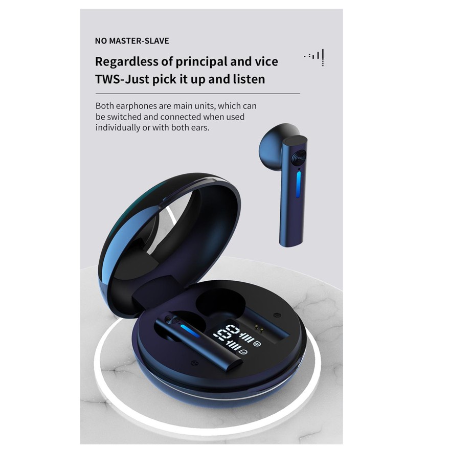 T15 Headset Tws Wireless Earphone Bluetooth airbuds Dengan Lampu Indikator Digital Untuk Android IOS