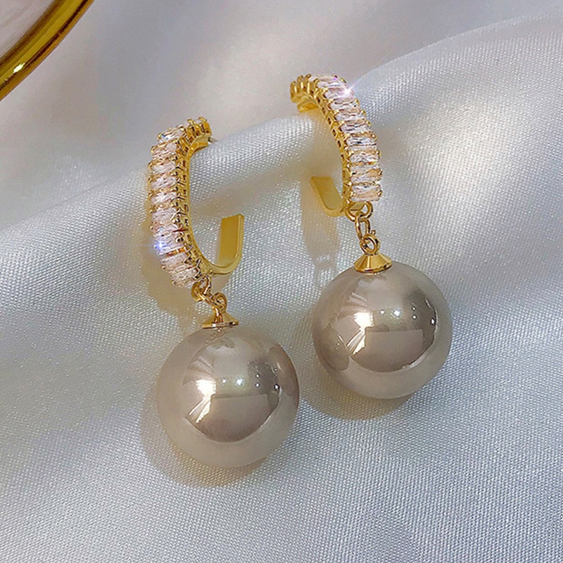 Anting Kristal Mutiara Putih Gaya Korea Untuk Wanita