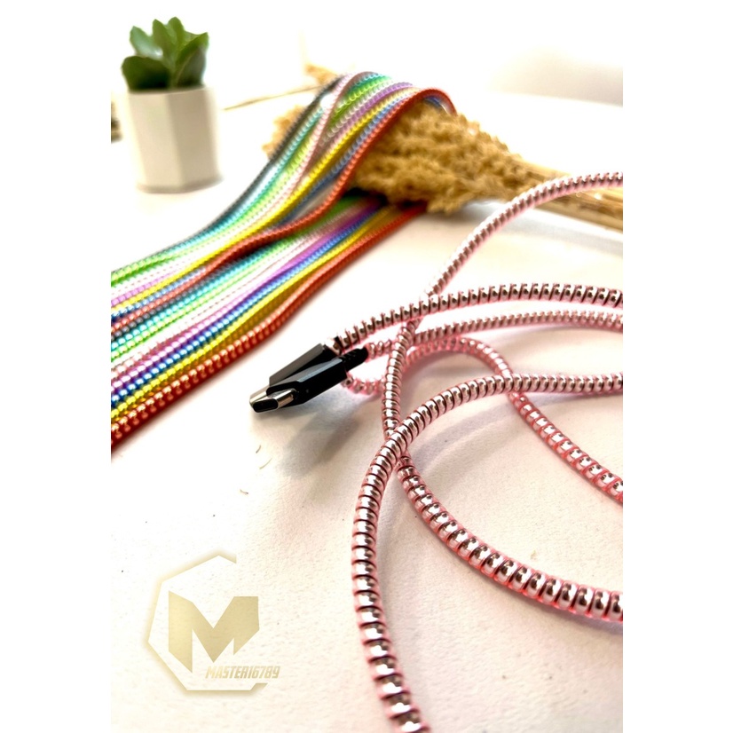 RT94 Pelilit Kabel Spiral Warna Metalic Pelindung Cable Hp Charger Universal Cord Protector solid Color glossy MA2779