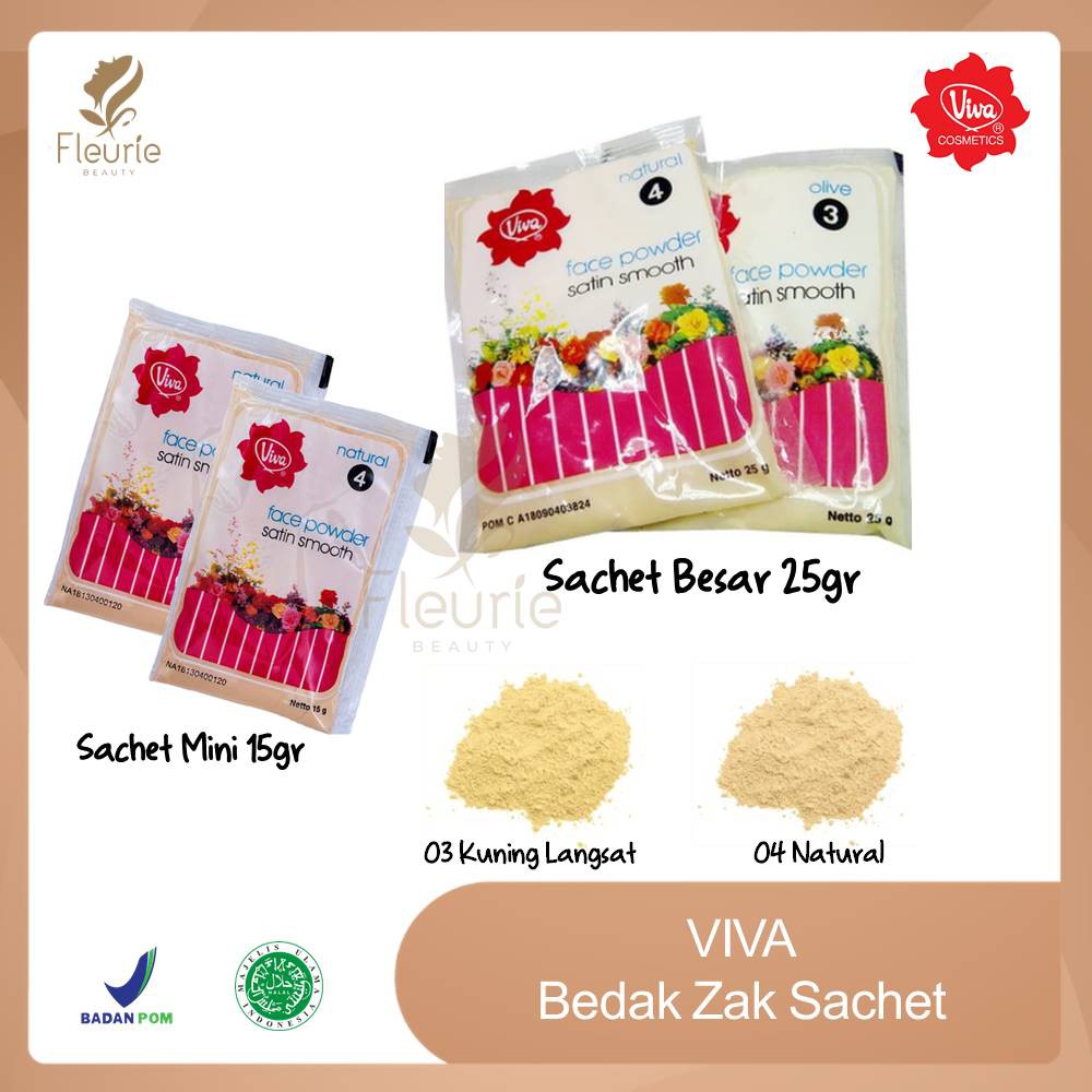 VIVA Bedak Zak Sachet (Mini 15gr &amp; Besar 25gr) - Face Powder Satin Smooth Original BPOM