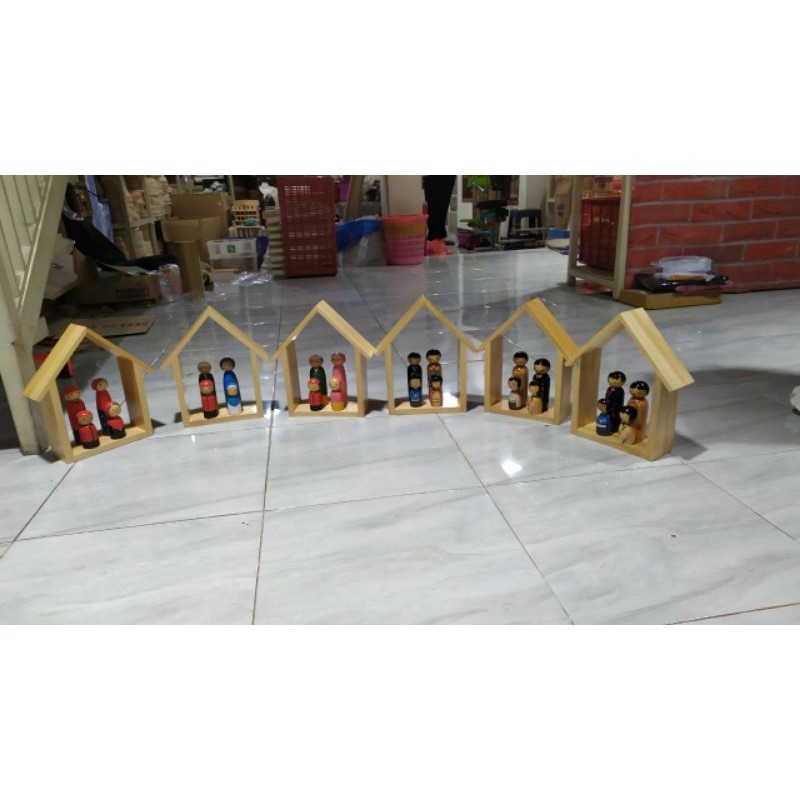 Hiasan Dinding /Hiasan Rumah &amp; Boneka Kayu Lukis 1 Set Isi 4