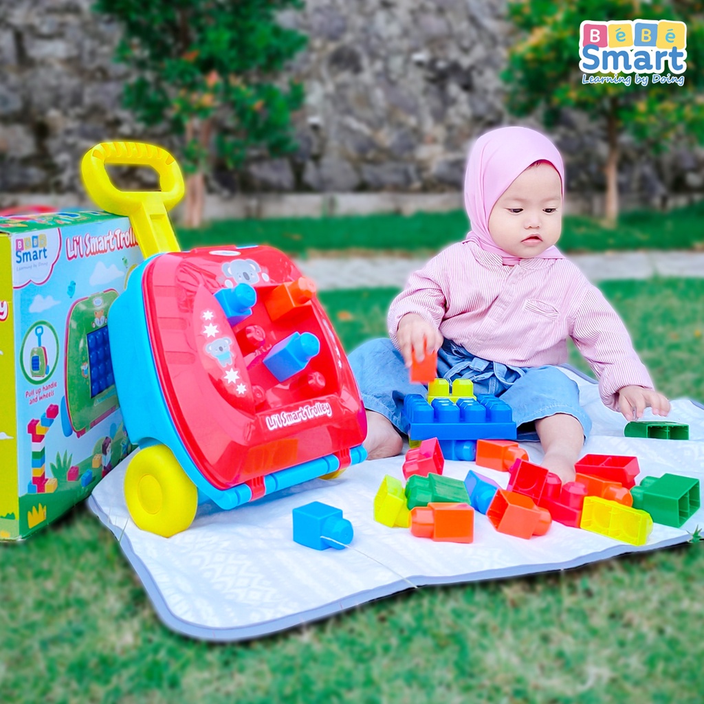 MAI583 BEBE SMART LIL SMART TROLLEY MAINAN ANAK BLOK WARNA-WARNI