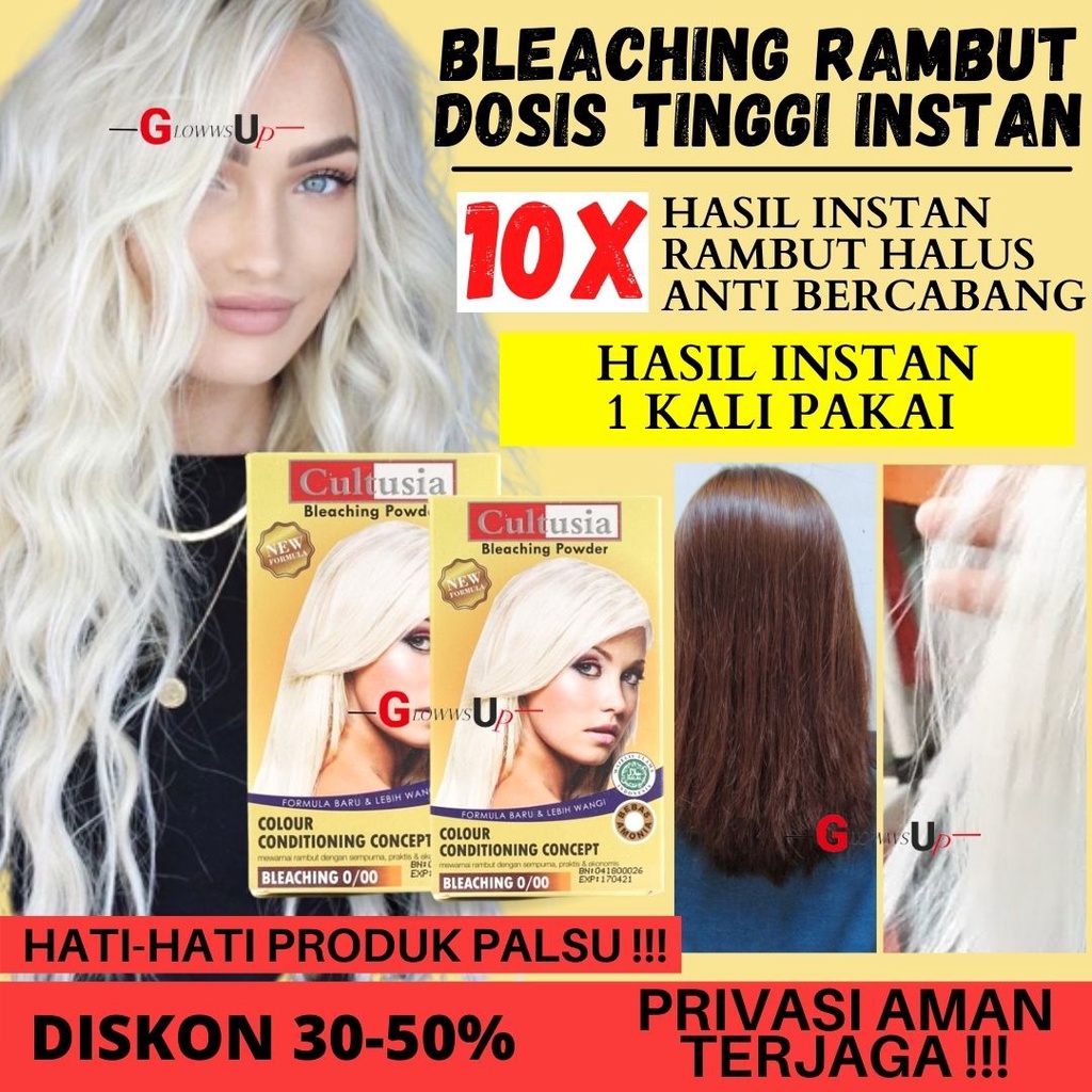 BLEACHING RAMBUT PEWARNA RAMBUT CULTUSIA BLEACHING POWDER 30GR CAT RAMBUT CULTUSIA HAIR COLOUR