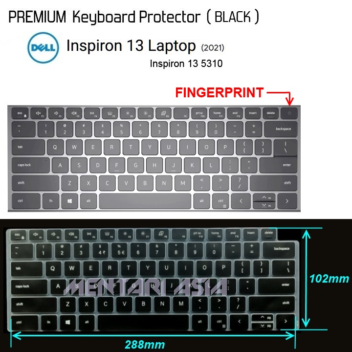 Keyboard Protector DELL Inspiron 13-5310 Fingerprint (2021) - PREMIUM BLACK