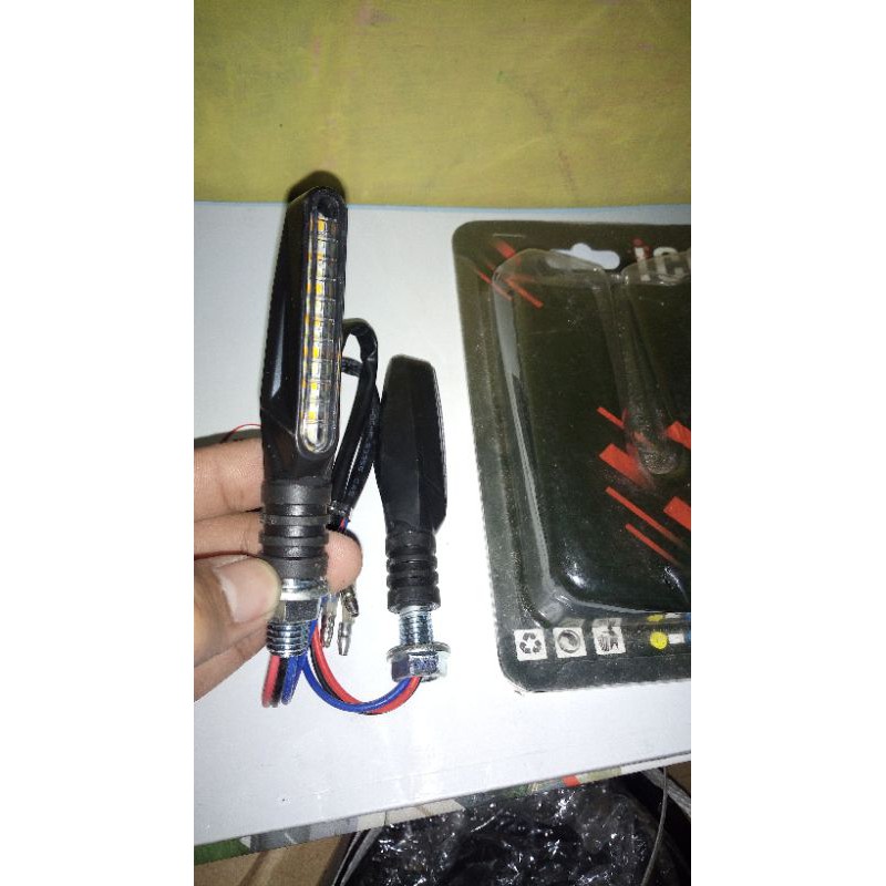 Sein led running universal semua motor running kuning &amp; putih 3 kabel