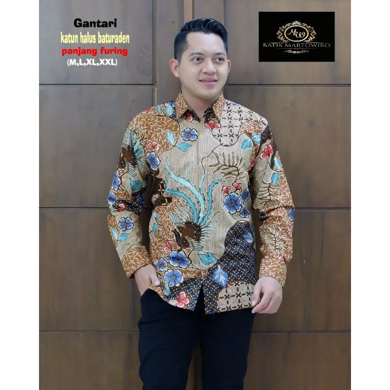 Kemeja Batik Eksklusif Batik Lengan Panjang Warna Cream Batik Lapis Furing Terbaru GANTARI CREAM