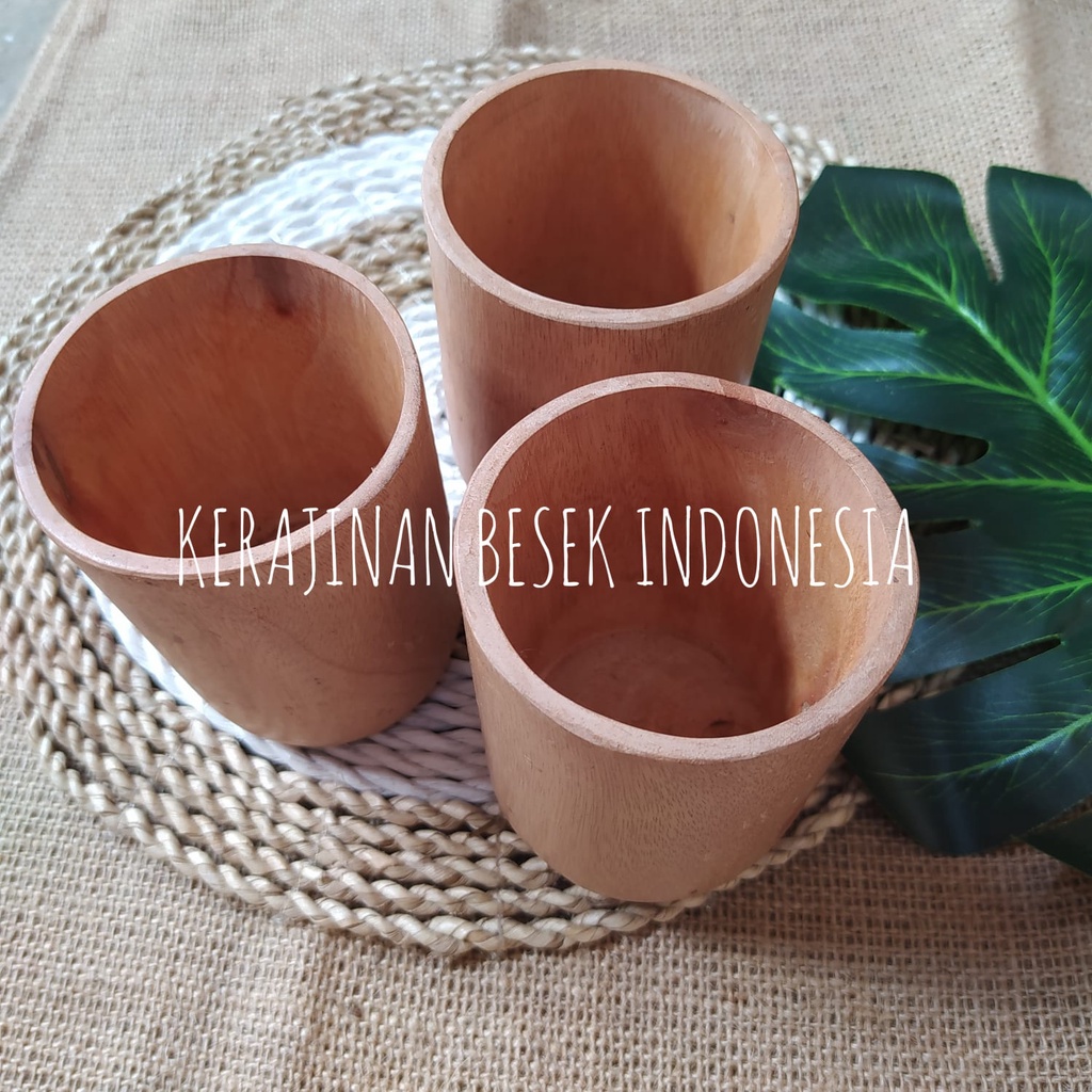 GELAS TABUNG KAYU MAHONI// Gelas minuman// Gelas kayu// Kerajinan murah// Gelas murah// Souvenir mur