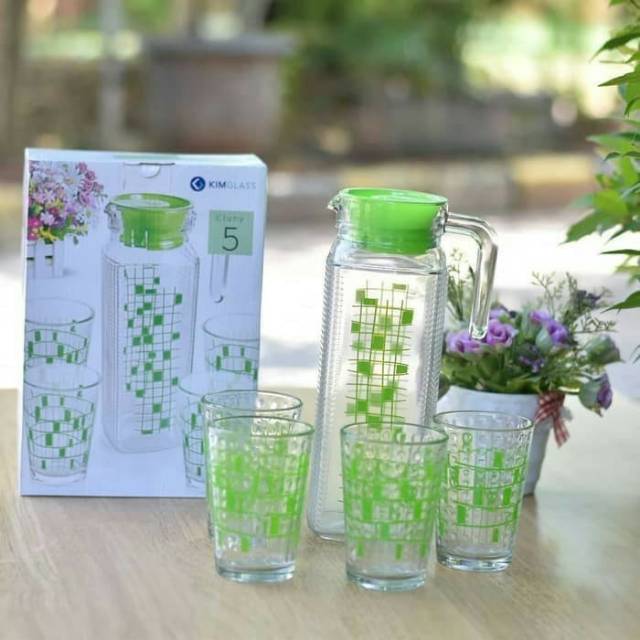 Set teko beranak kaca tebal