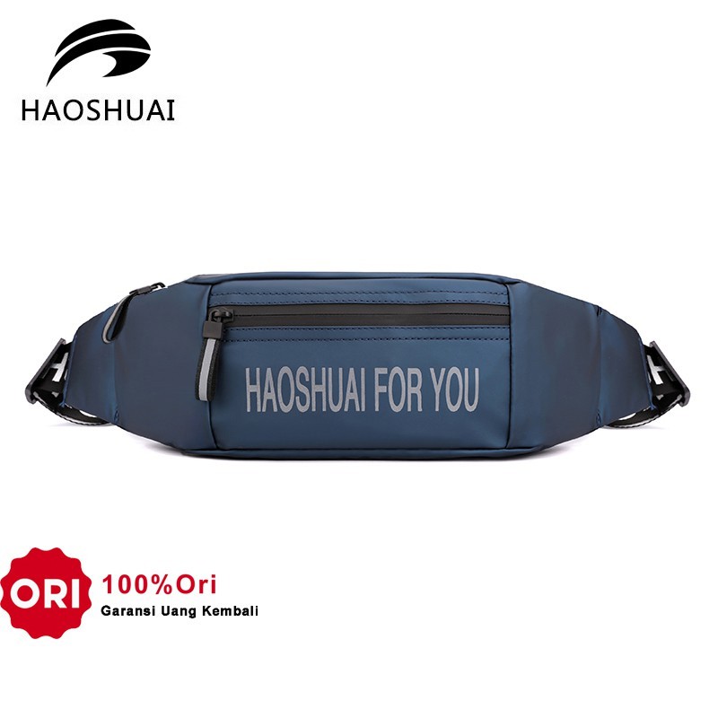 HAOSHUAI 3396 Tas Selempang Dada Pria Waistbag Anti Air Casual WK-SBY