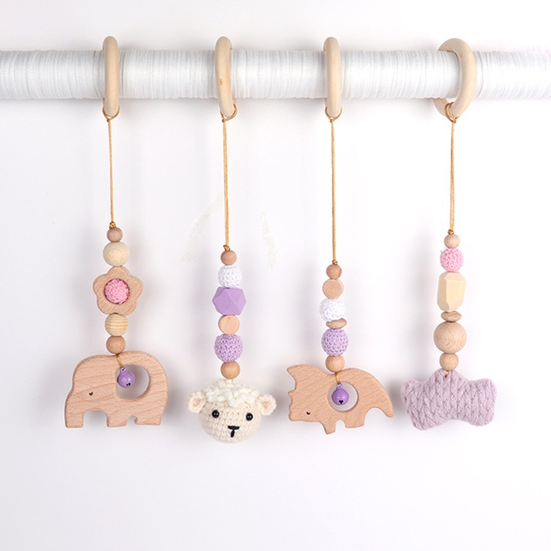 Mary 4pcs / Set Mainan Rattle Teether Bahan Kayu Untuk Bayi Newborn