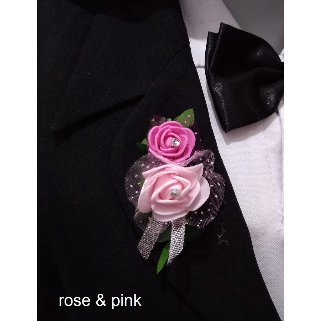Custom no COD Mini corsage pengantin pria Bros mini dengan 2 bunga dan daun