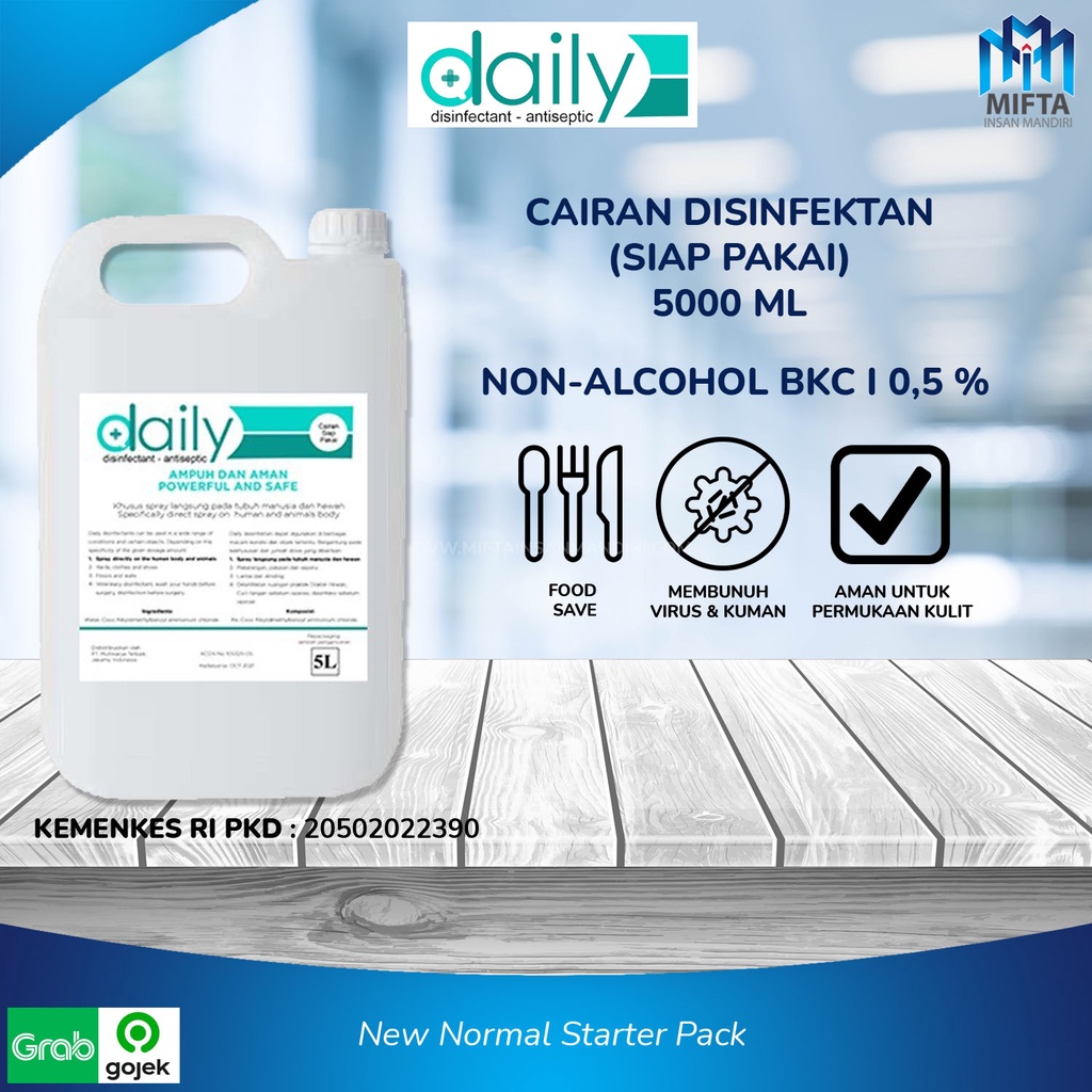 DESINFEKTAN DAILY REGULER DISINFEKTAN ANTISEPTIC 5 LITER SIAP PAKAI / DAILY DESINFEKTAN 5 LITER