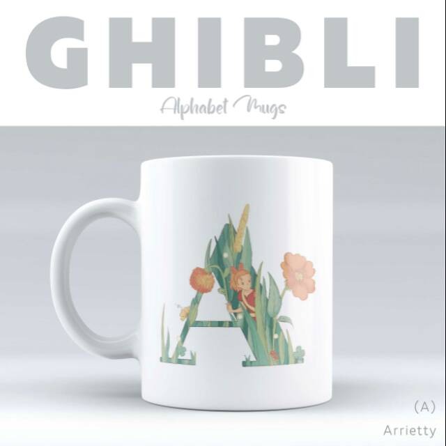 Mug Ceramic Fanarts Ghibli Alphabet A (Arrietty)