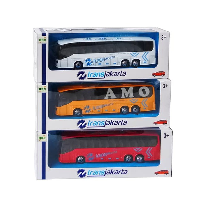 Mainan Anak Laki  laki Diecast  Kendaraan Mobil Bus Bis  Transjakarta 8070-30 (lampu dan musik)