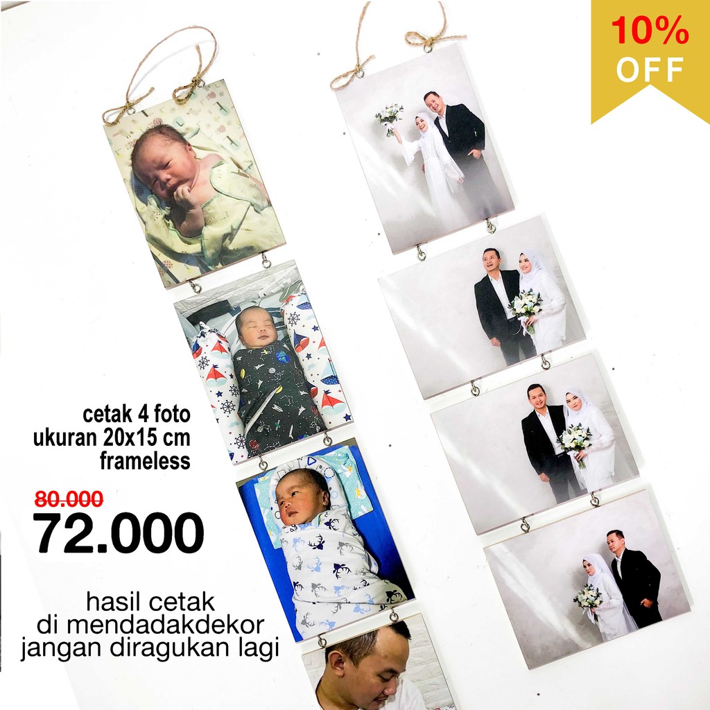 Cetak Foto 15x20cm x4pcs susun frameless hiasan dinding, pajangan dinding