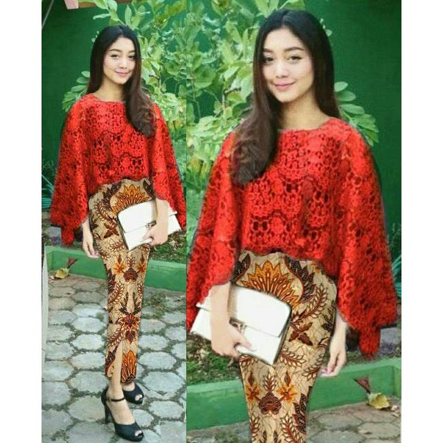 Setelan st kebaya batik brukat broked prada wanita perempuan jumbo big size XL