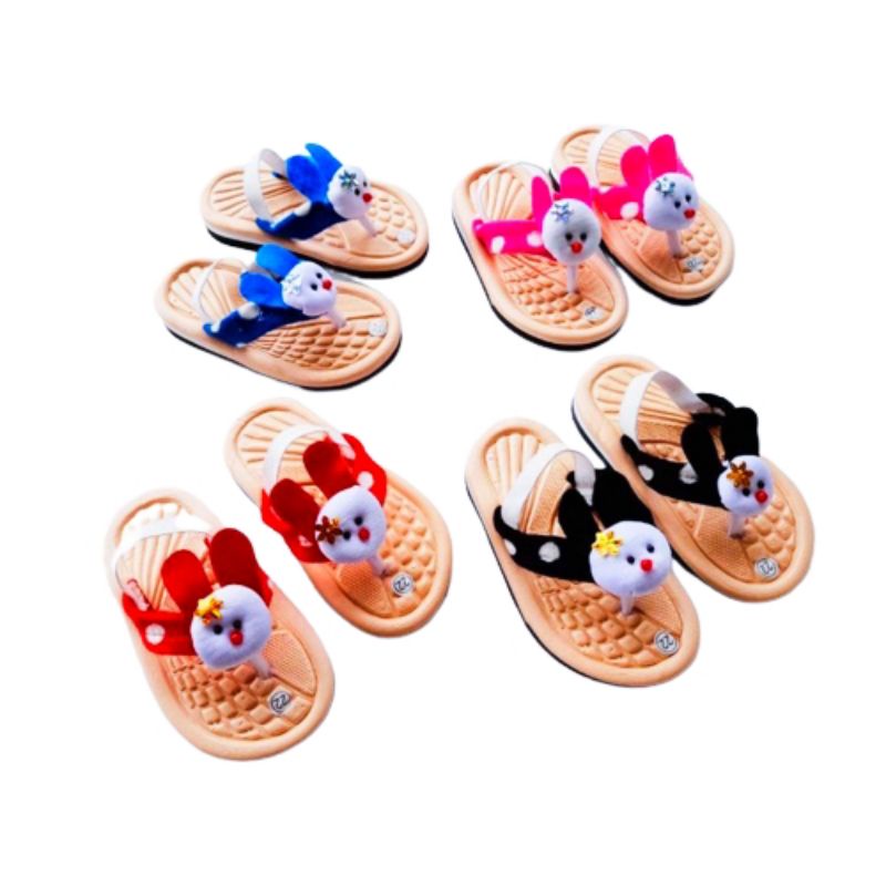 [1-3 TAHUN] Sandal Jepit Anak Perempuan press boneka kelinci rabbit / Sendal boneka  anak cewe press / SANDAL BABY KIDS BONEKA / SANDAL PREWALKER BAYI BONEKA