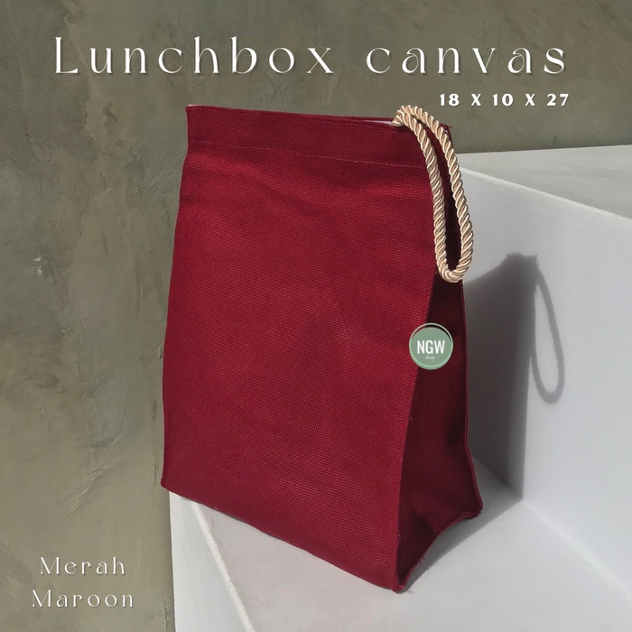 

Terlaris Tas lunchbox canvas 18x10x27 merah maroon hampers goodie bag souvenir