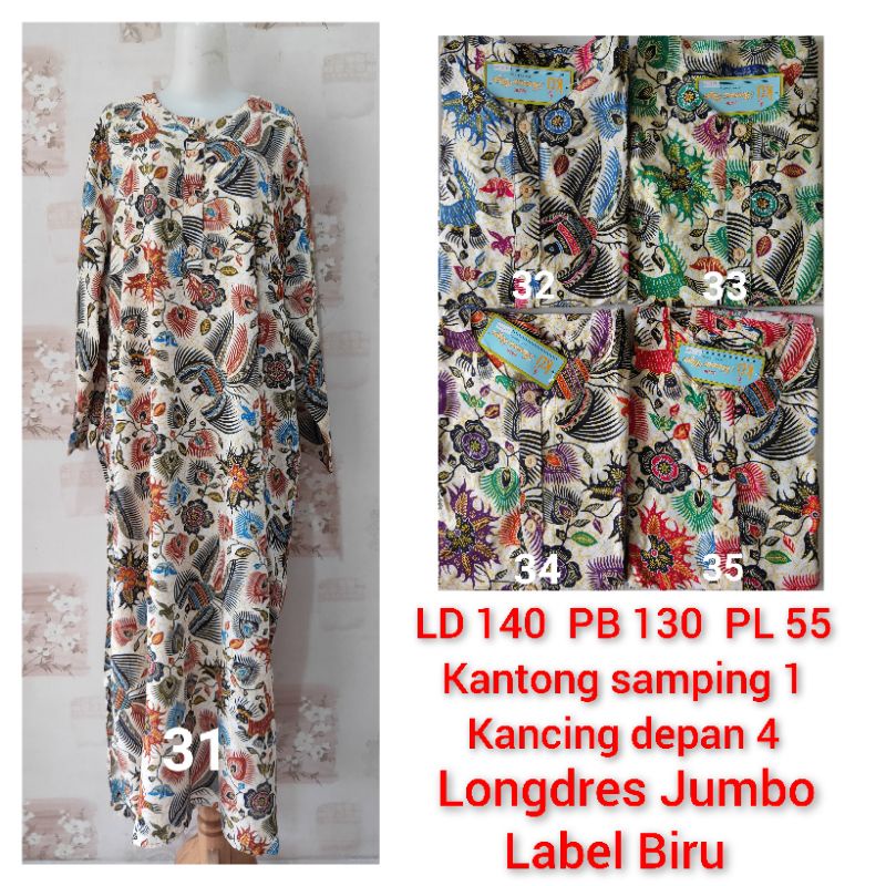 Longdres Jumbo LD 140cm Kencana Ungu label Biru