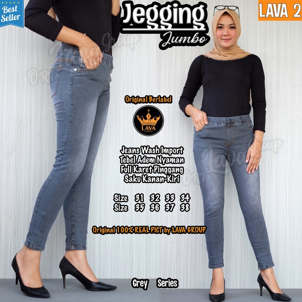 Legging Jeans Strceth - Jegging Jeans Wanita Pinggang Karet Melingkar / Jegging Jeans Jumbo